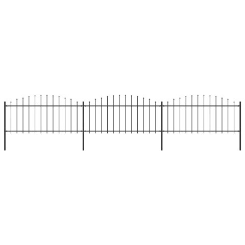  Panele ogrodzeniowe z grotami, stal, (0,5-0,75) x 5,1 m, czarne