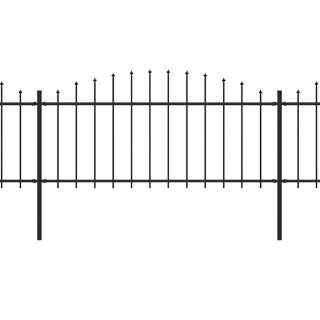  Panele ogrodzeniowe z grotami, stal, (0,5-0,75) x 5,1 m, czarne