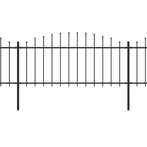  Panele ogrodzeniowe z grotami, stal, (0,5-0,75) x 5,1 m, czarne