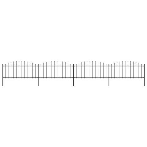  Panele ogrodzeniowe z grotami, stal, (0,5-0,75) x 6,8 m, czarne