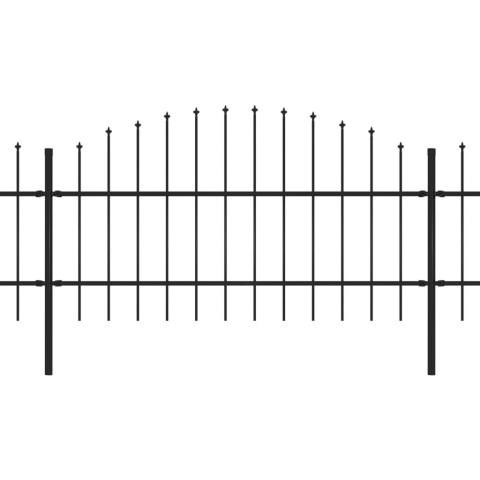  Panele ogrodzeniowe z grotami, stal, (0,75-1)x11,9 m, czarne