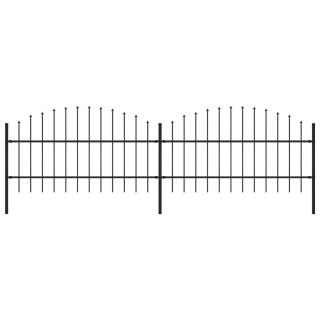  Panele ogrodzeniowe z grotami, stal, (0,75-1) x 3,4 m, czarne