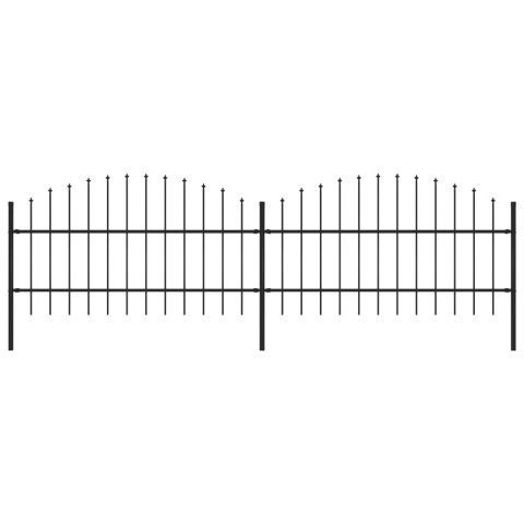  Panele ogrodzeniowe z grotami, stal, (0,75-1) x 3,4 m, czarne