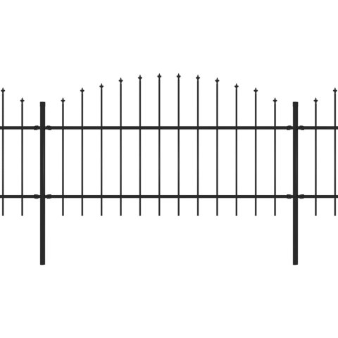  Panele ogrodzeniowe z grotami, stal, (1-1,25)x10,2 m, czarne