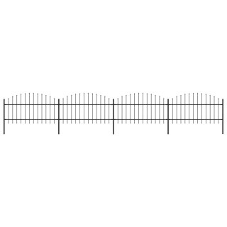  Panele ogrodzeniowe z grotami, stal, (1-1,25) x 6,8 m, czarne