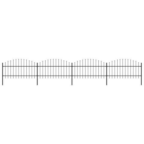  Panele ogrodzeniowe z grotami, stal, (1-1,25) x 6,8 m, czarne