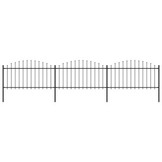  Panele ogrodzeniowe z grotami, stal, (1,25-1,5) x 5,1 m, czarne