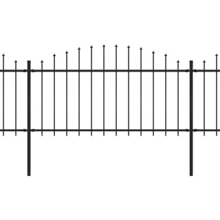  Panele ogrodzeniowe z grotami, stal, (1,25-1,5) x 5,1 m, czarne