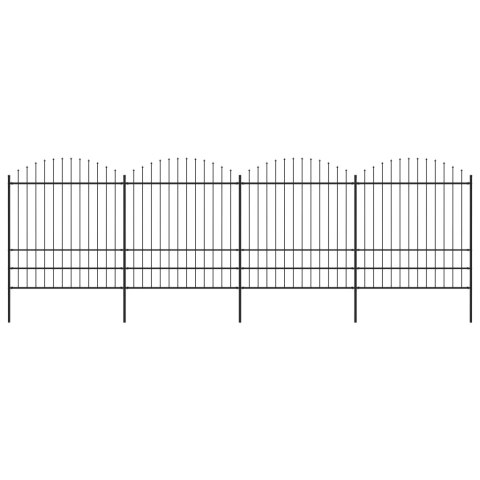  Panele ogrodzeniowe z grotami, stal, (1,75-2) x 6,8 m, czarne