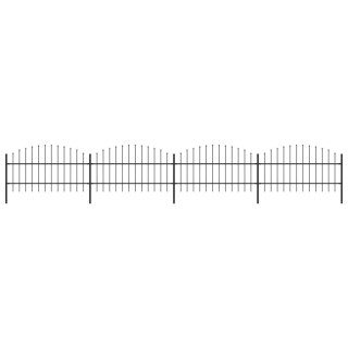  Panele ogrodzeniowe z grotami, stal, (0,75-1) x 6,8 m, czarne