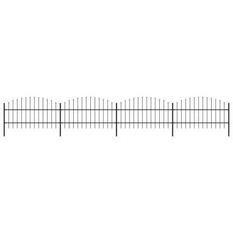  Panele ogrodzeniowe z grotami, stal, (0,75-1) x 6,8 m, czarne