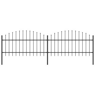  Panele ogrodzeniowe z grotami, stal, (1-1,25) x 3,4 m, czarne