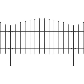  Panele ogrodzeniowe z grotami, stal, (1-1,25) x 3,4 m, czarne