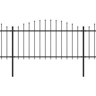  Panele ogrodzeniowe z grotami, stal, (1,25-1,5) x 17 m, czarne