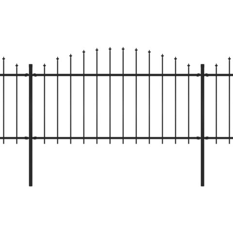  Panele ogrodzeniowe z grotami, stal, (1,25-1,5) x 17 m, czarne