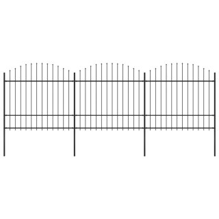  Panele ogrodzeniowe z grotami, stal, (1,5-1,75) x 5,1 m, czarne