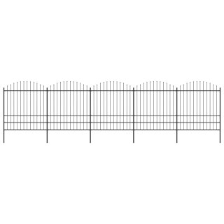  Panele ogrodzeniowe z grotami, stal, (1,75-2) x 8,5 m, czarne