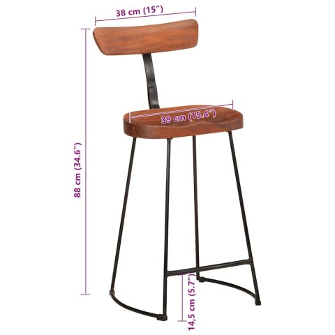  Hokery barowe 2 szt. 49x43x88 cm Drewno lite Mango