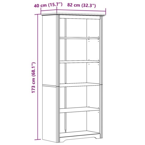  Biblioteczka BODO, brązowa, 82x40x173 cm, sosnowa, 5 półek