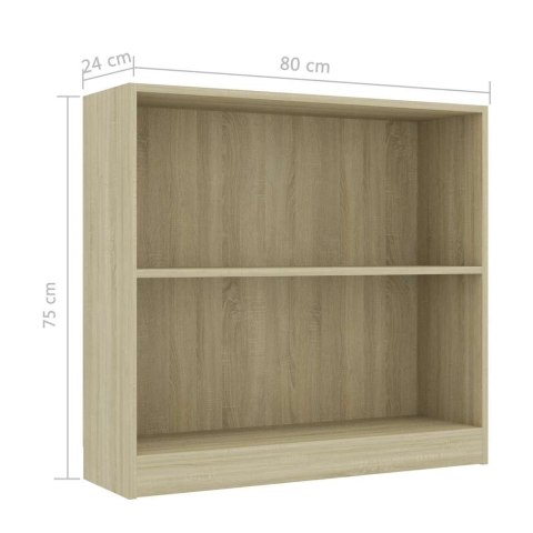  Regał biblioteczny Sonoma Oak 80x24x75 cm Drewno klejone