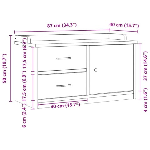  Ławka do przedpokoju "SANDNES" 87x40x50 cm Drewno lite Sosna