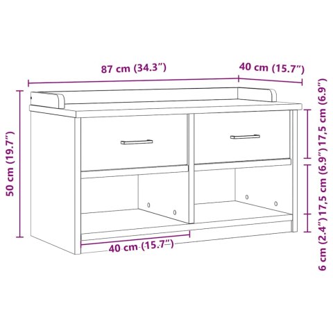  Ławka do przedpokoju "SANDNES" 87x40x50 cm lite drewno sosnowe