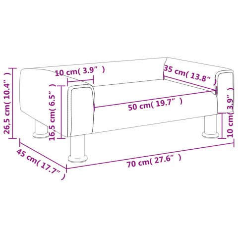  Sofa dla dzieci, niebieska, 70x45x26,5 cm, aksamit