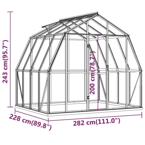  Szklarnia z ramą podstawy, antracytowa, 6,43 m², aluminiowa