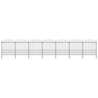  Panele ogrodzeniowe z grotami, stal, (1,75-2) x 11,9 m, czarne