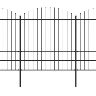  Panele ogrodzeniowe z grotami, stal, (1,75-2) x 11,9 m, czarne