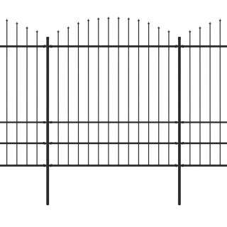  Panele ogrodzeniowe z grotami, stal, (1,75-2) x 15,3 m, czarne