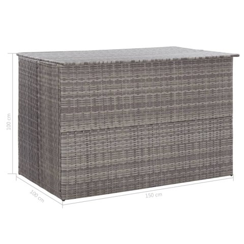  Skrzynia ogrodowa, szara, 150 x 100 x 100 cm, rattan PE