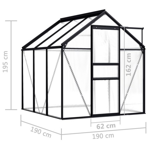  Szklarnia, antracytowa, aluminium, 3,61 m²