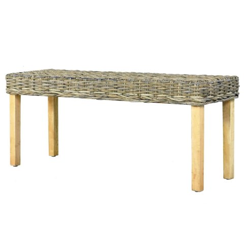  Ławka, 110 cm, naturalny kolor, rattan kubu i lite drewno mango