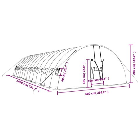  Szklarnia ze stalową ramą, biała, 84 m², 14x6x2,85 m