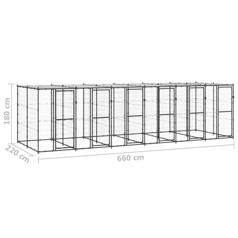  Kojec dla psa, z zadaszeniem, stalowy, 14,52 m²