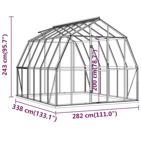  Szklarnia z ramą podstawy, antracytowa, 9,53 m², aluminiowa