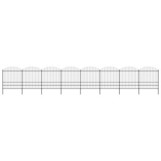  Panele ogrodzeniowe z grotami, stal, (1,75-2) x 13,6 m, czarne