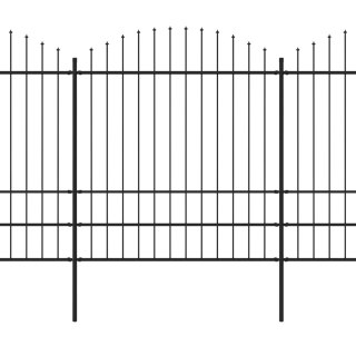  Panele ogrodzeniowe z grotami, stal, (1,75-2) x 13,6 m, czarne