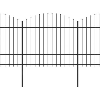  Panele ogrodzeniowe z grotami, stal, (1,5-1,75)x11,9 m, czarne