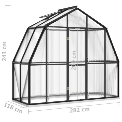  Szklarnia z ramą podstawy, antracytowa, 3,3 m², aluminium