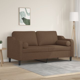  2-osobowa sofa z poduszkami, brązowa, 140 cm, tkanina