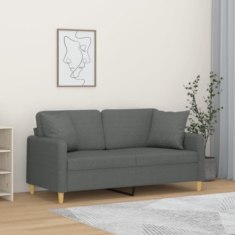  2-osobowa sofa z poduszkami, ciemnoszara, 140 cm, tkanina