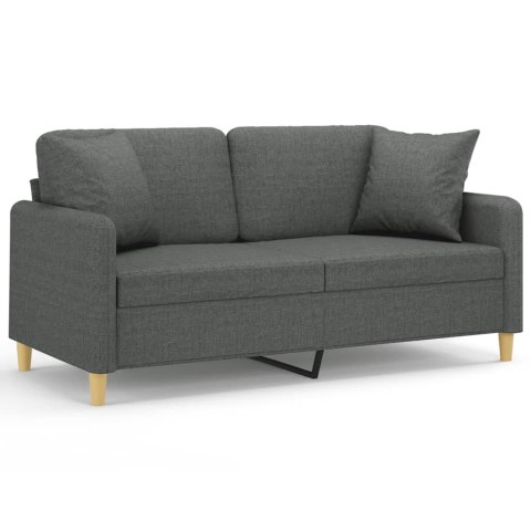  2-osobowa sofa z poduszkami, ciemnoszara, 140 cm, tkanina