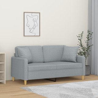  2-osobowa sofa z poduszkami, jasnoszara, 140 cm, tkanina