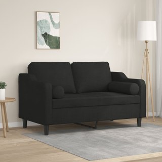  2-osobowa sofa z poduszkami, czarna, 120 cm, tkanina