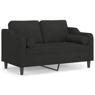  2-osobowa sofa z poduszkami, czarna, 120 cm, tkanina