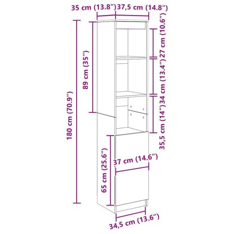  Komoda Stara Drewno 37,5x35x180 cm Drewno klejone