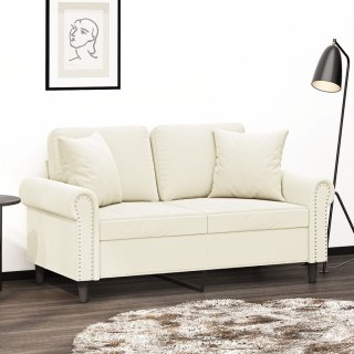  2-osobowa sofa z poduszkami, kremowa, 120 cm, aksamit