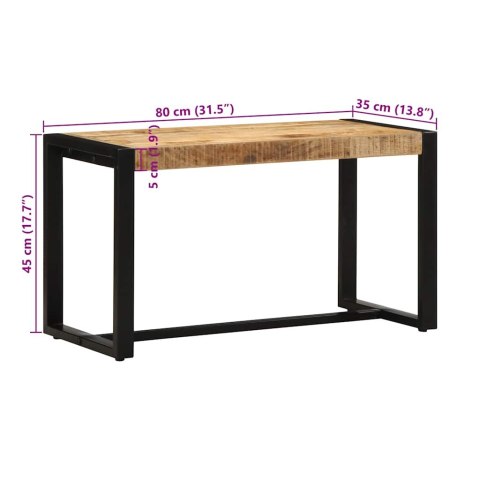  Ławka 80x35x45 cm lite drewno surowe mango